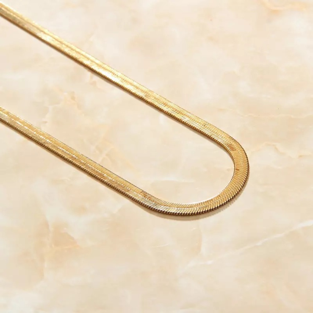 SOLD Gold filled flat snake unisex chain.